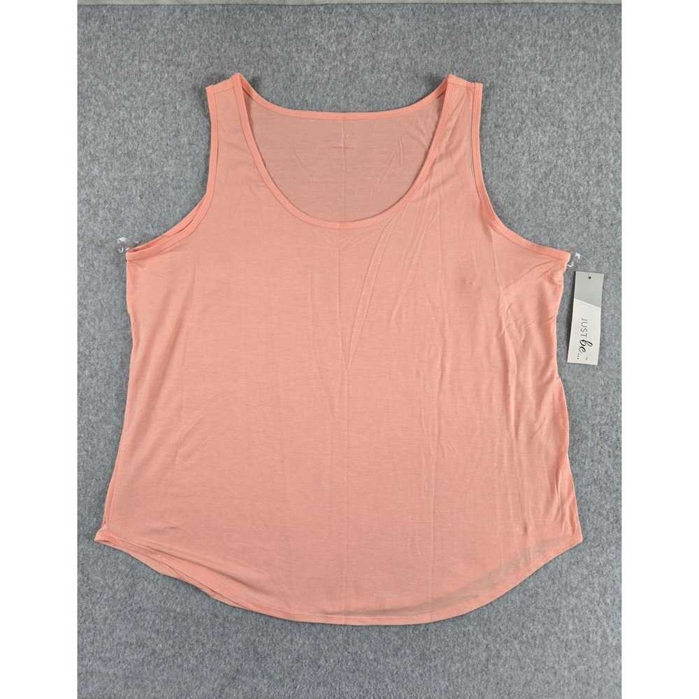 Just Be Womens Size 2X Peach Sleeveless Scoop Neck Curved Hem Tank Top NWT